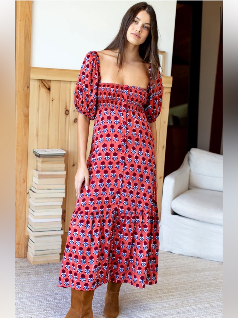 Emerson Fry India Collection Santiago 3 Maxi Dress - Carmen Flowers NWT - Picture 2 of 10
